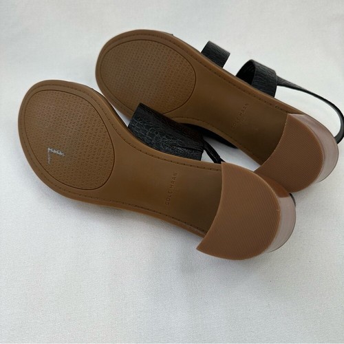 Cole Haan Adella Sandal Black Croc Print Embossed Leather 10 - Picture 11 of 12