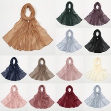 Premium Crinkle Hijab Scarf Women Shawls Muslim Long Turban Islam Pleated Scarf