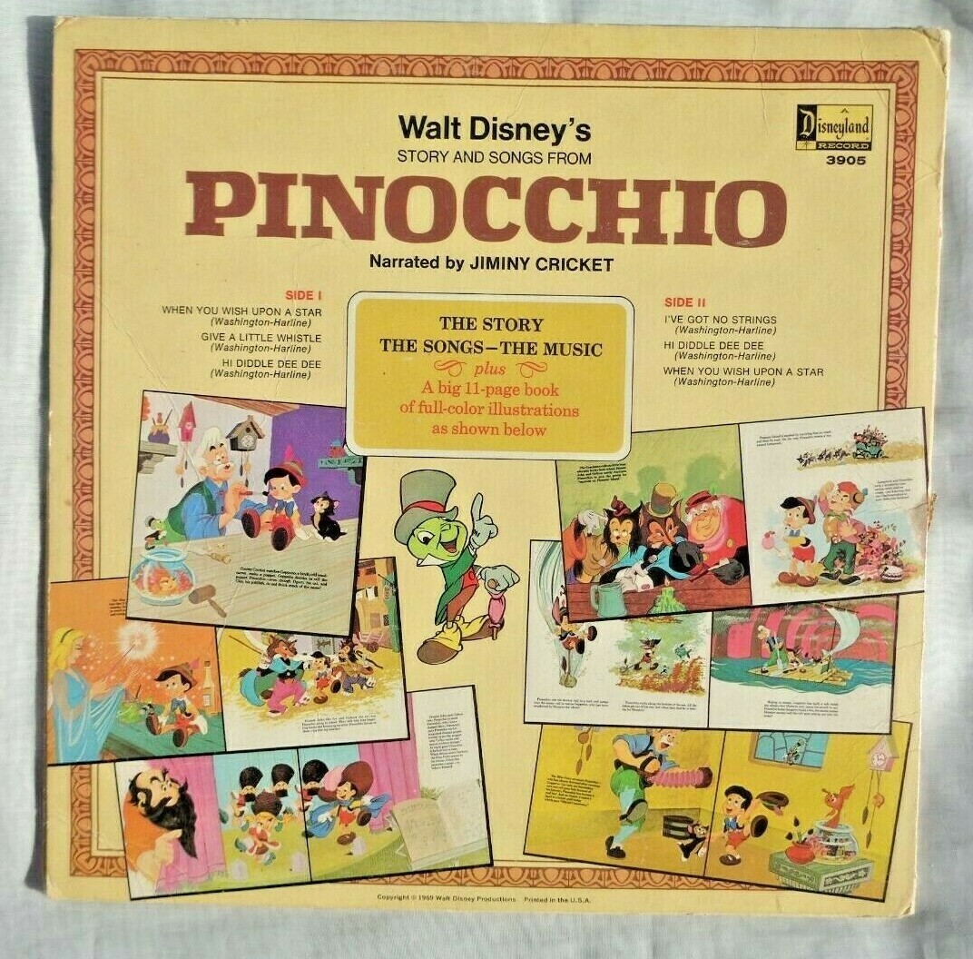Walt Disney's Story & Songs From Pinocchio 1969 Disneyland 3905 G