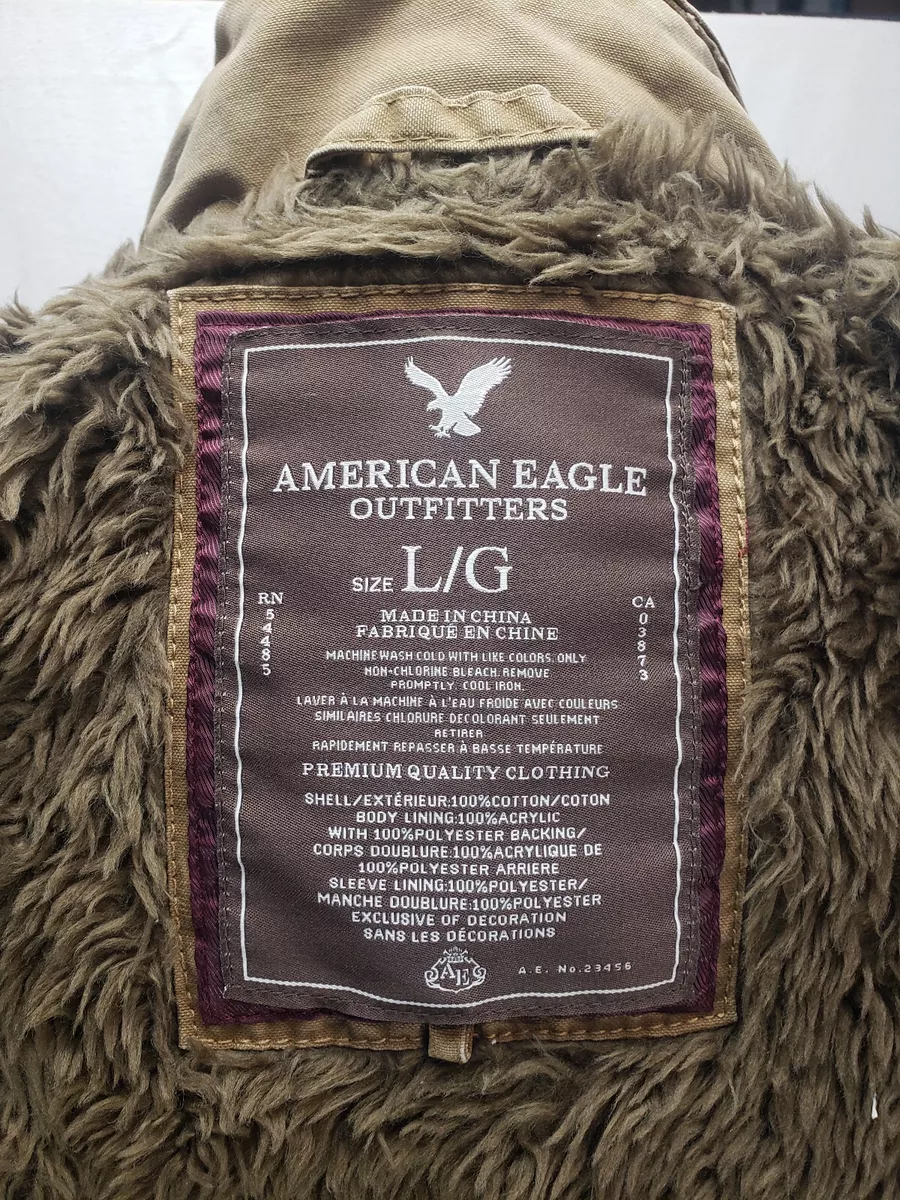 AMERICAN EAGLE OUTFITTERS Men's Military Faux Fur Heavy Jacket Size L Large