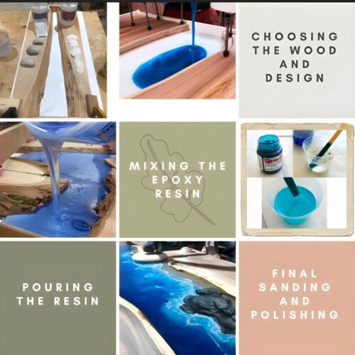 3D Walnut Pearl White & Blue River Epoxy Table – Dining Table / Office Table - Picture 12 of 14