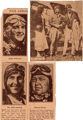 AVIATRIX POWDER PUFF DERBY NEWS PICTURES AMELIA EARHART, F BARNES, G O'DONNELL+