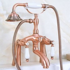 Red Copper Clawfoot Bathtub Faucet Telephone Style Handheld Shower Zna166