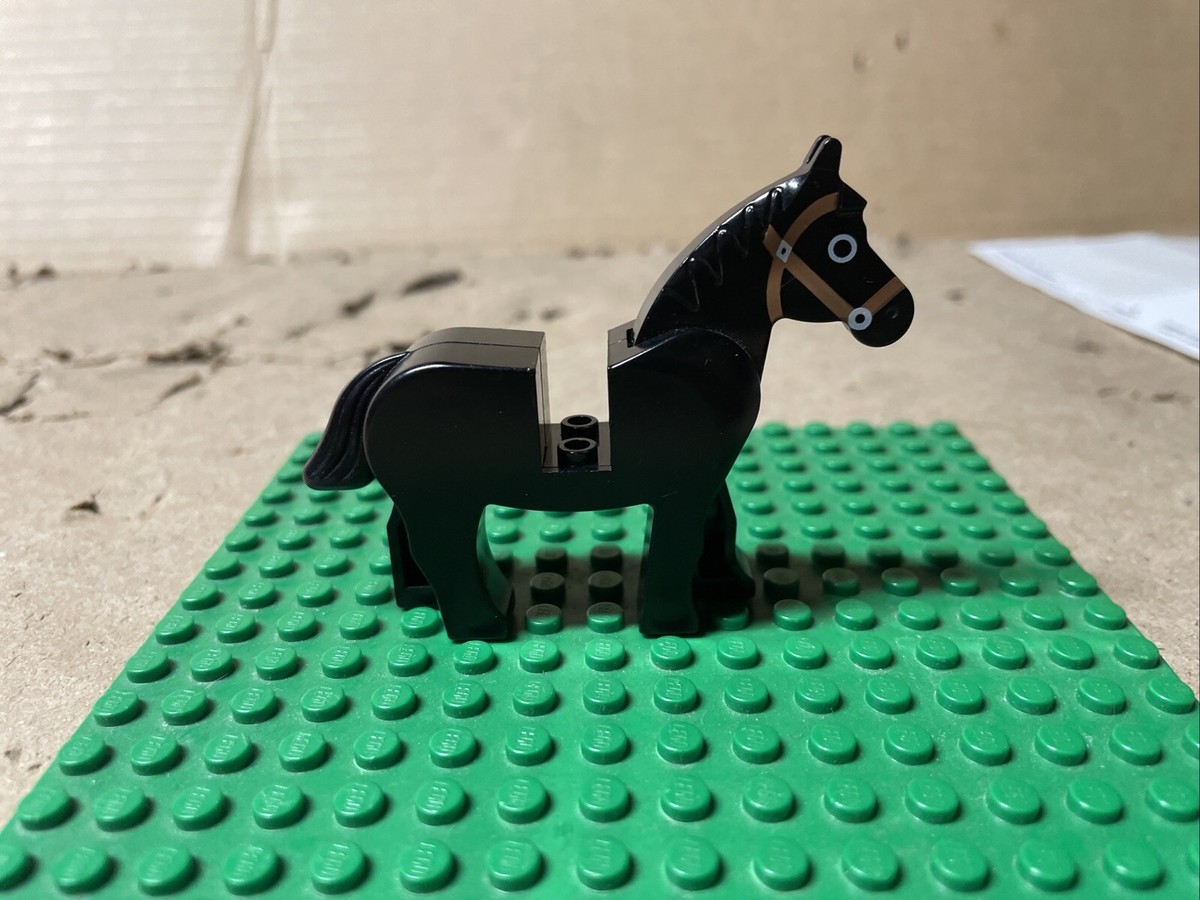 Lego Black Horse Animal Minifigure Dark Brown Bridle Vintage