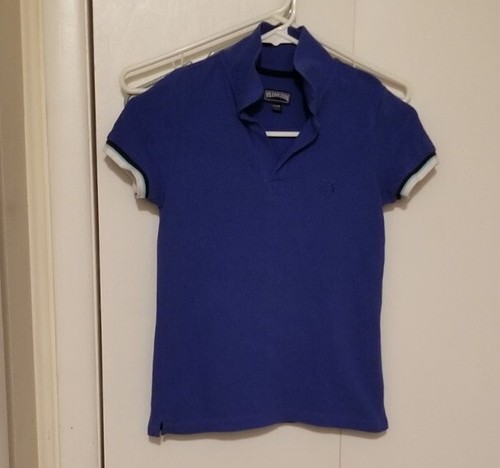Vilebrequin Boys Pique Polo Shirt Size 10 Short Sleeve Blue Turtle Logo Cotton