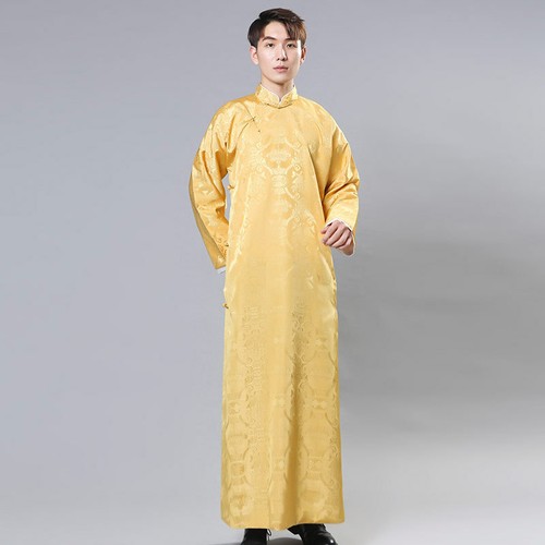 China Style Men's Chinese Style Dress Long Gown Tang Suit Stand-Up Collar - Picture 2 of 17