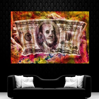 LEINWAND BILDER XXL ABSTRAKT 100 DOLLAR WALL STREET BÜRO POP ART  WAND POSTER