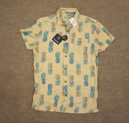 Coconut Connection Mens Small Shirt Tropical Cream Tan Viscose Camp Hawaiian NWT - Picture 1 of 13