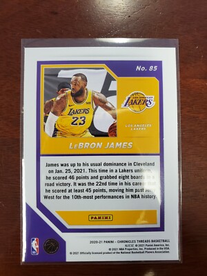 Lebron James 2020-21 Panini Chronicles Threads Basketball
