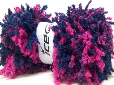 SCARF ''Oh La La'' Wool & Acrylic Super Bulky YARN - Dark NAVY & FUCHSIA Combo 3G