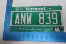 Vermont License Plate Tag 1996 96 VT ANW 839