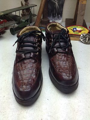 SEFENI BROWN ALLIGATOR LEATHER LACE UP ANKLE CHUKKA DRIVING  display picture 1