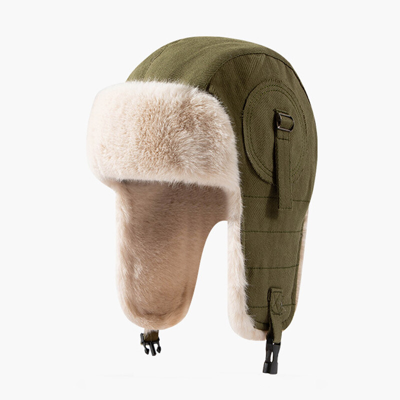 Women Faux Fur Lined Trapper Hat Russian Style Winter Warm Ear Flap Cap
