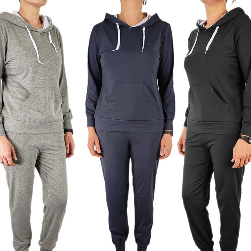 Tuta Donna Cotone Leggero Completo Felpa Cappuccio + Pantalone Sportivo  VEQUE | eBay