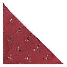 Burgundy Red Herringbone Embroidered Pheasant Pocket Square, Handkerchief
