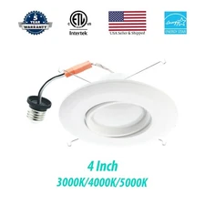 3BRIX 1 Pack 4" 10W Gimbal Retrofit Recessed Dimmable Downlight, ETL Energy Star