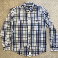 US Polo Assn Men's Shirt Size Large Blue Plaid Slim Fit Button Down Dress Pony