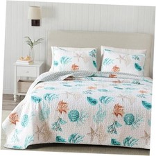 Coastal Quilt Set - 3-Piece King/California King / California King Coral Reef