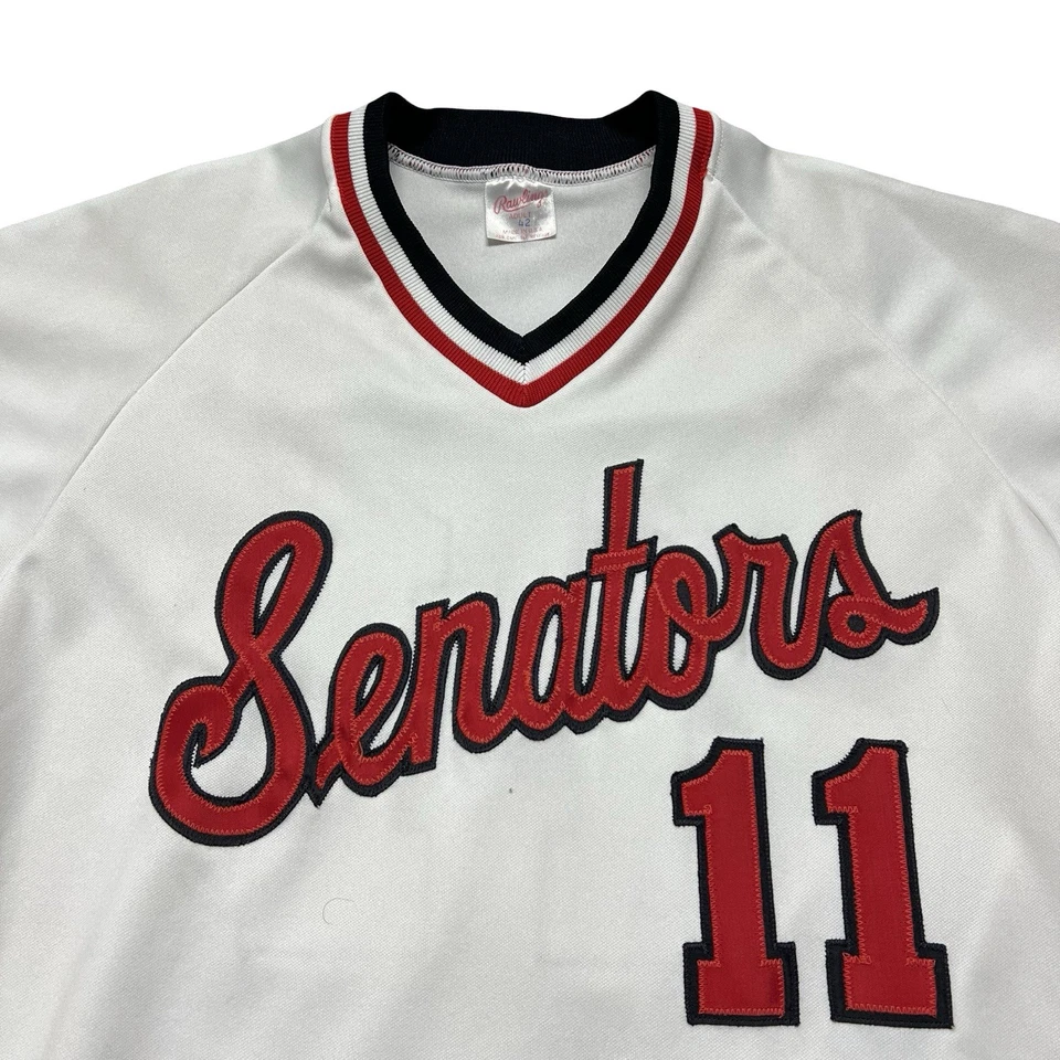 Camiseta de colección Harrisburg Senators Rawlings 42 años 80 autógrafo Ed Yacopino MiLB Foto 2 de 4