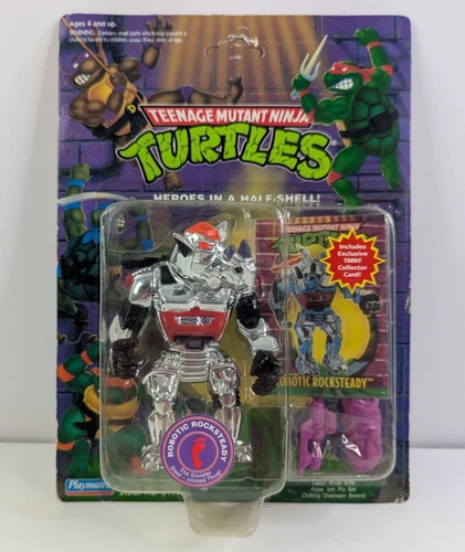 Vintage 1993 TMNT Robotic Rocksteady Original Playmates *Cracked Bubble*