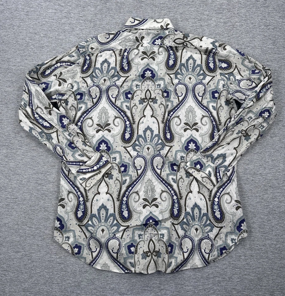 Camisa ETRO Para Hombre Talla 43 Cachemira Manga Larga Abotonada Hecha en Italia Ciudad Negocios Foto 3 de 4