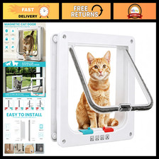 4-Way Locking Cat Flap Door - Weatherproof Pet Door for Cats Small Dogs, Easy