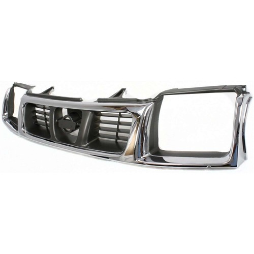 Grille Assembly For 1998-2000 Nissan Frontier Chrome Shell With Headlight Holes - Bild 2 von 5