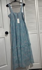 LoveShackFancy Ayala Dress Aqua Sea Floral Lace Maxi Size 4 NWT