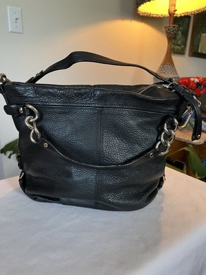 Coach Brooke Black Pebbled Leather Hobo Tote Handbag G1120-14142M