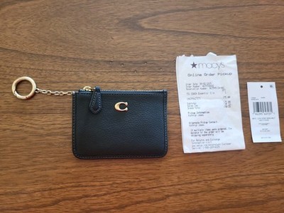 COACH  ESSENTIAL SLIM SKINNY  WALLET & KEY CHAIN Black Leather $175