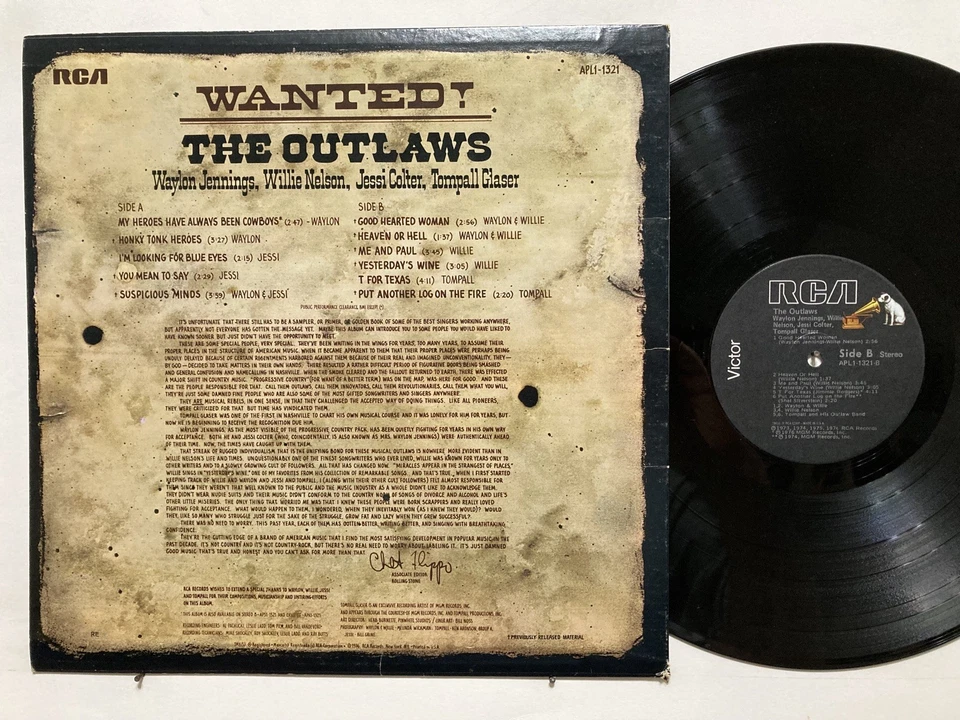Willie Nelson/Waylon Jennings - The Outlaws LP - reissue - VG/VG+ - Image 2 of 2