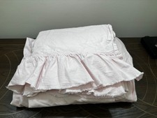 Pottery Barn Teen washed ruffle flat and fitted sheet only. Powdered Blush-READ