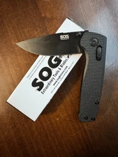 SOG Terminus XR Cryo D2 Folder 3" Blade, 7" Overall, Black Handle/Black Blade