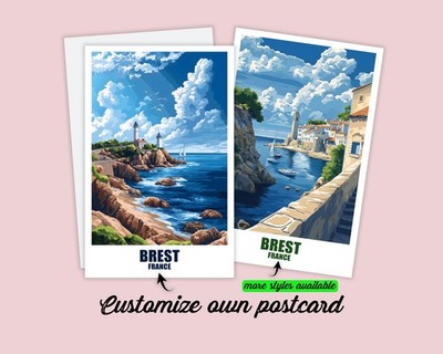 Brest Postkarte & Poster Frankreich Karte Grußkarte Reisekarte Geschenk