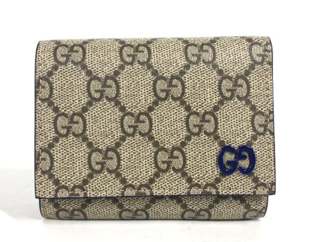 Portefeuille compact GUCCI 769225 GG détail GG Supreme portefeuille triple pli beige x bleu