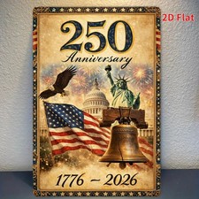 Distressed 1776 2026 Metal Sign 250th Anniversary 4th of July Patriotic Decor
