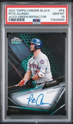PSA 10 Pop 1 Pete Alonso 2021 Topps Chrome Black Green Refractor AUTO /99 NICE!