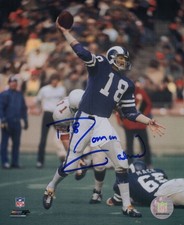 Roman Gabriel Signed Rams Blue Jersey Passing 8x10 Photo - (SCHWARTZ COA)