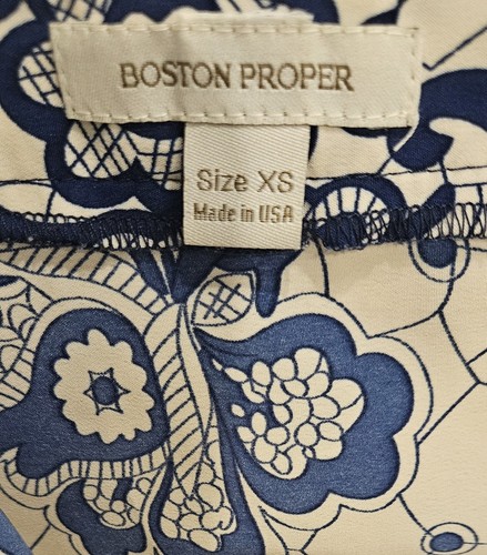 Boston Proper Damen XS Minikleid blau weiß Polyester leicht Urlaub elegant - Bild 6 von 8