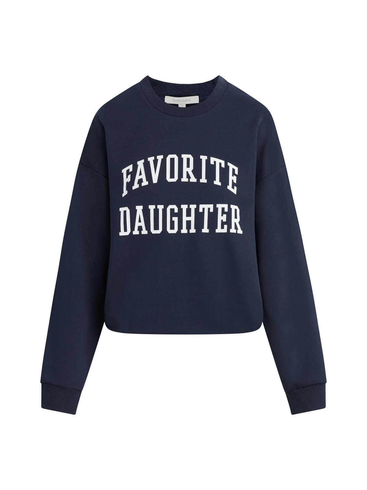 Favorite Daughter womens Cropped Collegiate Sweatshirt, Large, Navy W/ White