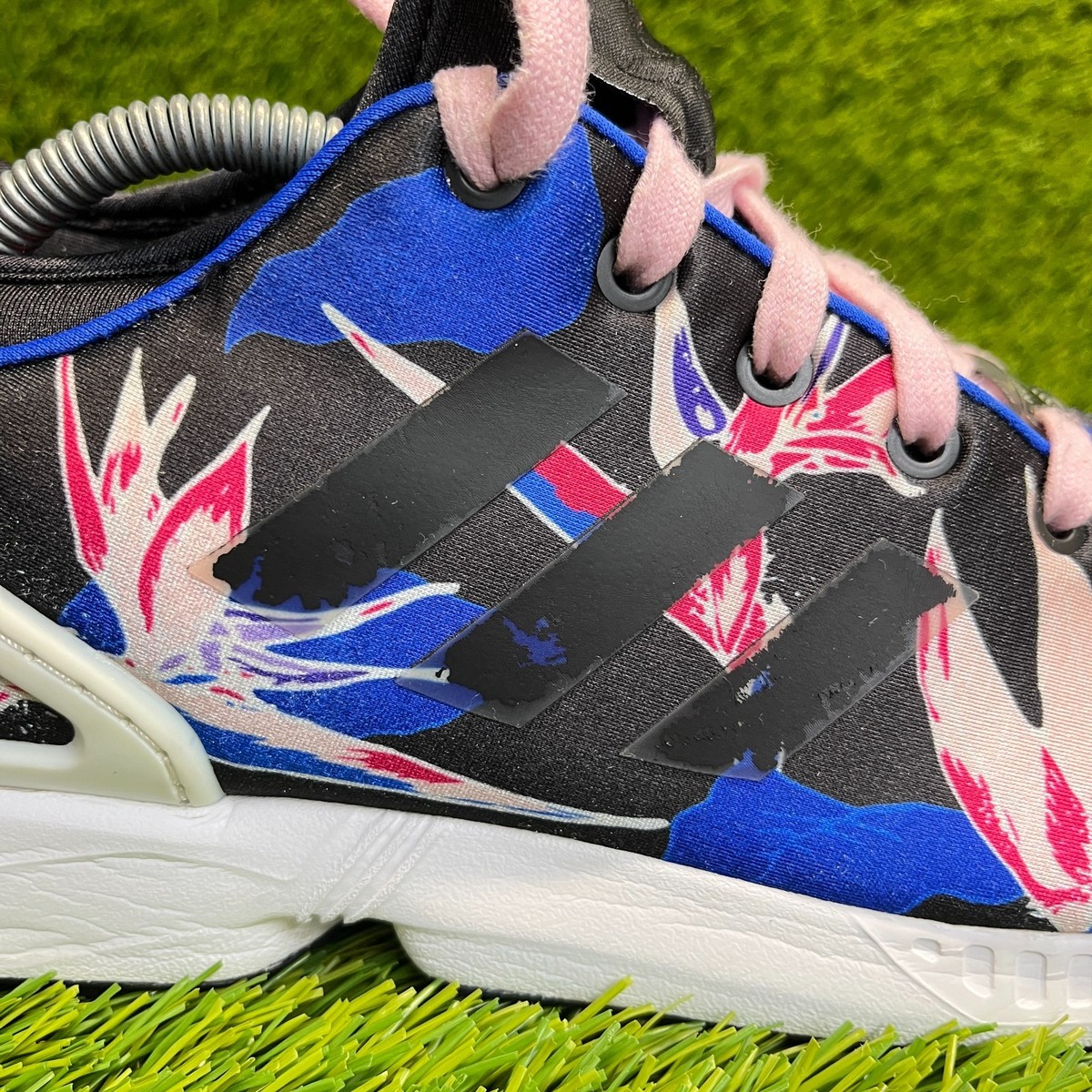 Adidas ZX Flux Floral Mens Size 10 Black Blue Casual Running Shoes