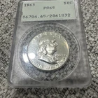 1963 50¢ PCGS PR65 Proof Franklin Half Dollar RATTLER holder