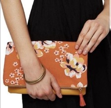 Rachel Pally Boho Floral Reversible Clutch Vegan Leather Canvas
