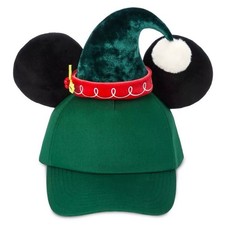 2024 Disney Parks Mickey Mouse Orejas Elfo Verde Adulto Sombrero Vacaciones de Navidad - NUEVO