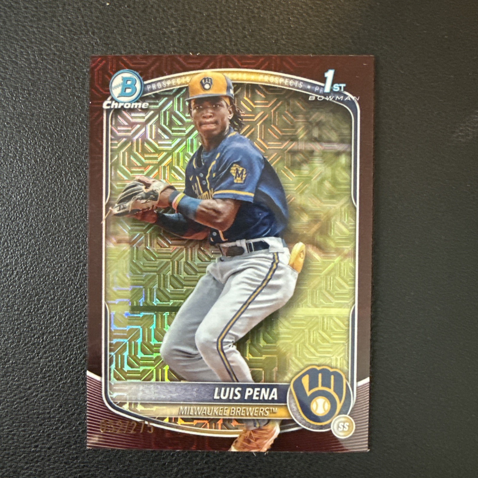 2025 Bowman 1st Chrome # BCP-38 Luis Pena Mega Burgundy Mojo Refractor /275