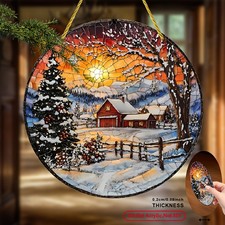 8x8 Winter Snow Scene Wall Art Christmas Holiday Gift Decorative Sign