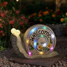 Outdoor Snail Garden Statues with Solar Lights, Snail Figurine Garden Decor f...