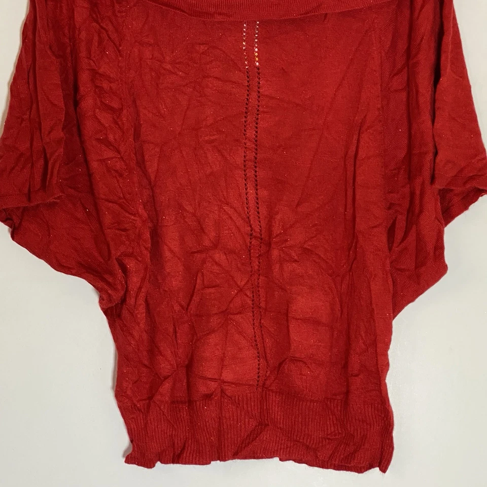 Suéter Rafaella Studio Mujer Mediano Rojo Rio Capucha Cuello Ligero Ala de Murciélago Boho Foto 3 de 4