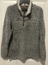 True Grit Sherpa Men’s Black White 1/4 Zip SlPullover Fleece Gray Size Small