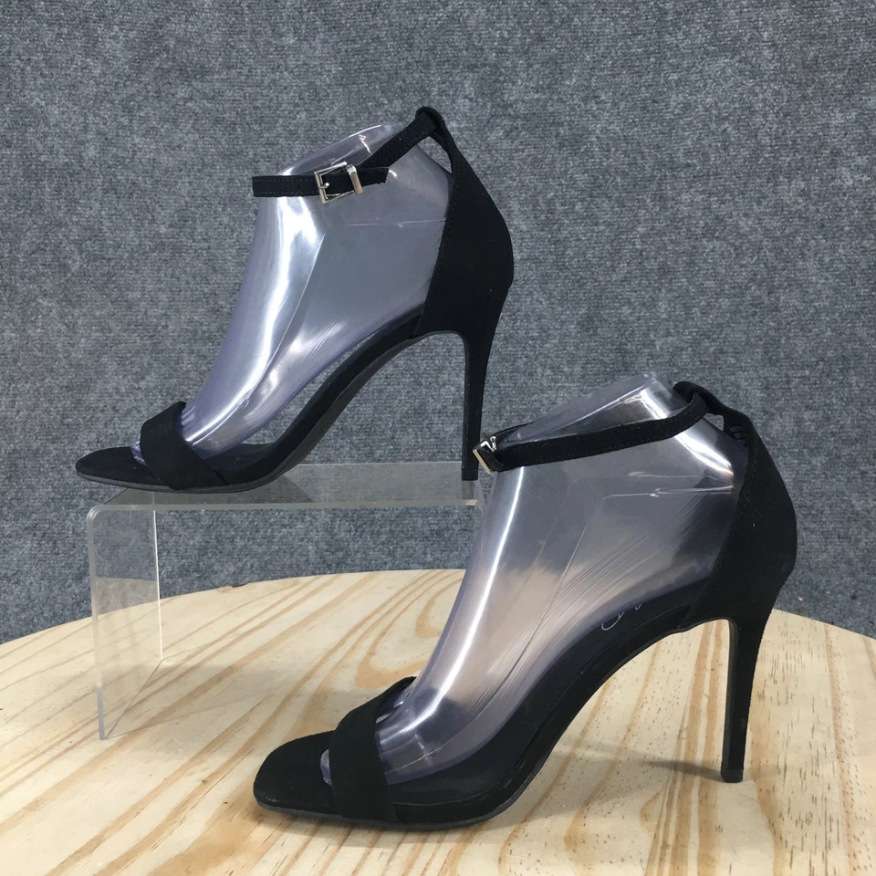 NEW Wild Pair Heels Womens 8 M Bethief Open Toe Buckle Ankle Strappy Black - Image 2 of 4